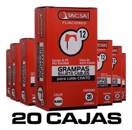 Grampas Sujeta Cable Tacsa N°12 Clavo De Acero X20 Cajas P