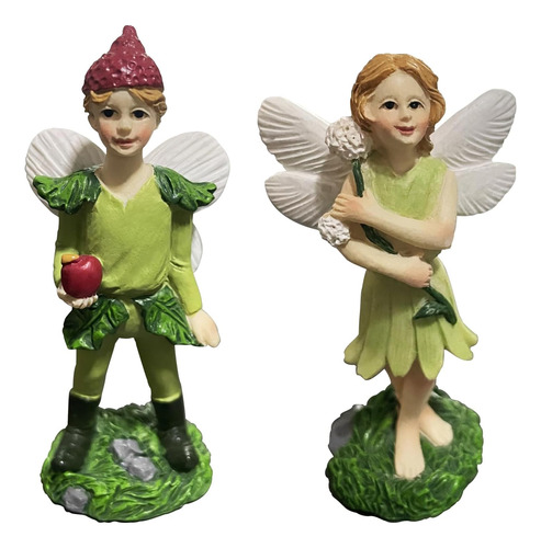 Juego De 2 Figuras De Hadas De Jardín En Miniatura Para Exte