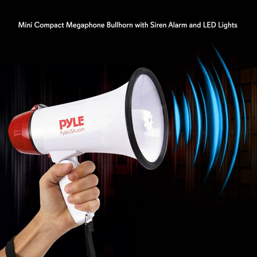 Pyle Megaphone Speaker Pa Bullhorn - Sirena Y Led Incorpo...