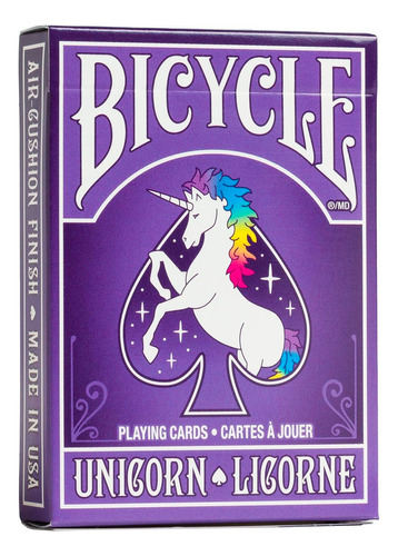 Juego de cartas Bicycle Unicorn Premium, idioma inglés, Purple Unicorn