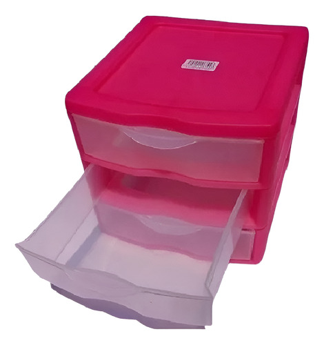Mini Organizador Apilable Con 3 Compartimentos Color Rosa