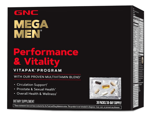 Gnc Mega Men Rendimiento Y Vitalidad Vitapak Gnc 30 Packs