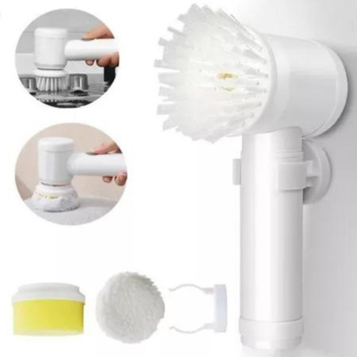 Escova De Limpeza Elétrica Giratória Multifuncional 3 Em 1 Cor Branco