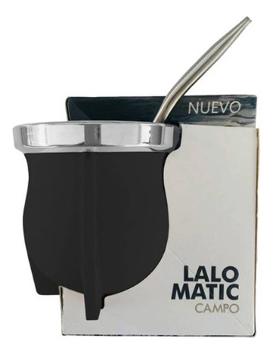 Mate Termico Lalomatic Campo Estilo Pampa Con Bombilla Negro