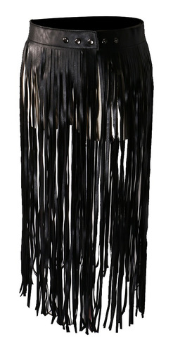 Fringe Tassel Black Pu Cuero Cinturón Cinturón Cinturo