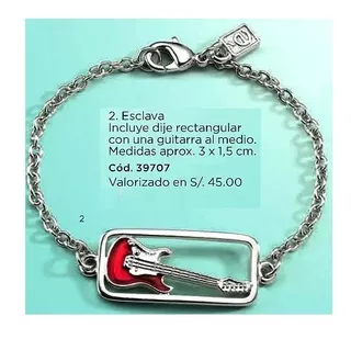 Hermosa Esclava Pulsera Niños Dije Guitarra Eléctrica Ésika