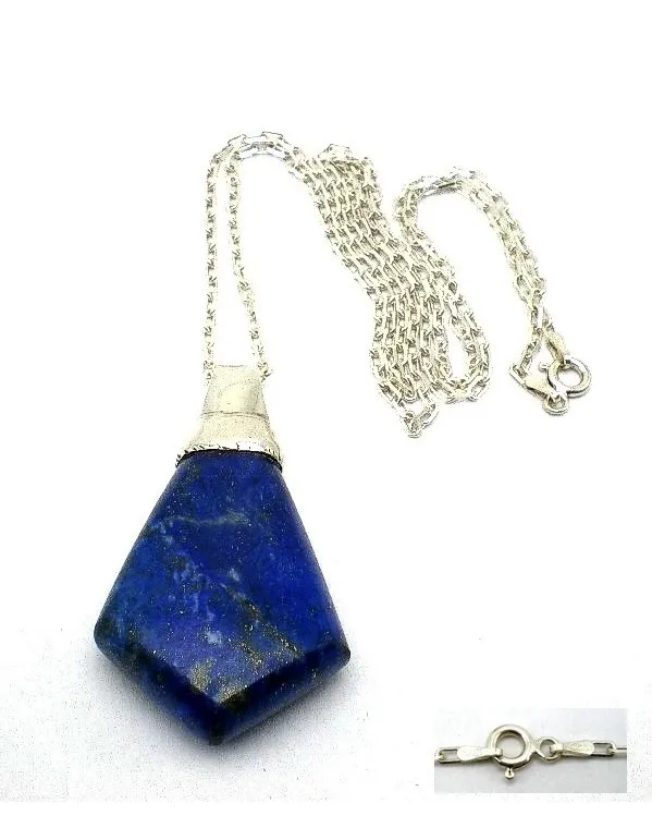 Estupenda Cadena Y Dije De Plata 925 Y Lapislazuli