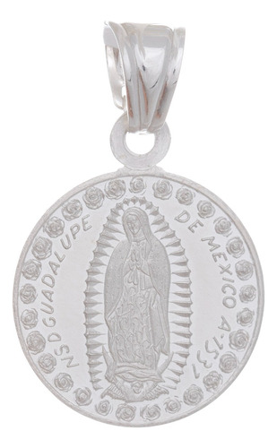 Dije Virgen De Guadalupe Rosas Plata .925 Medalla Redonda