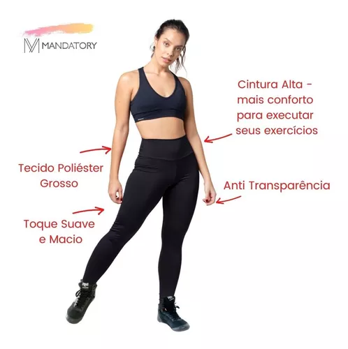 Calça Legging 3D Poliamida Básico Cintura Alta Grossa Fitness Academia Ou  Dia A Dia - Preto