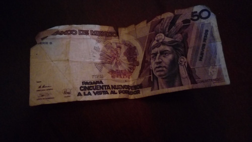 Billete Antiguo De 50 Nuevos Pesos Cuauhtemoc 1992