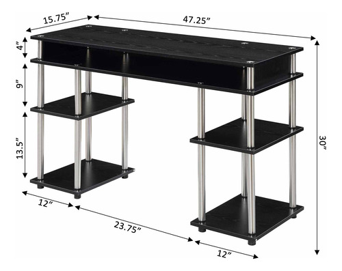 Escritorio Designs2go Negro Para Estudiante Sin Herramientas