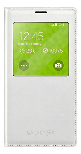 Funda Samsung S-View Cover blanco con diseño lisa para Samsung Galaxy S5