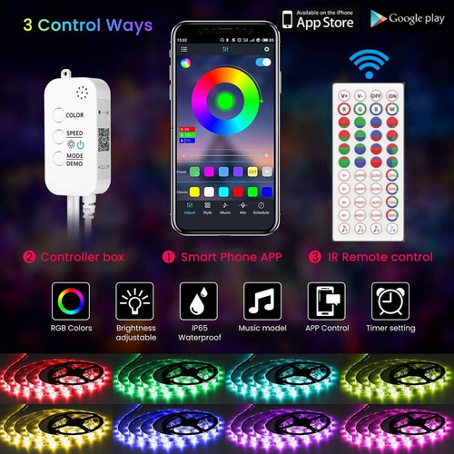 10m Tira Led Bluetooth,tira De Luces 300 Led Impermeable Rgb