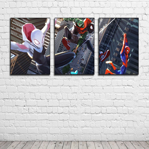 Imagen 1 de 6 de Cuadro Decorativo Marvel Spiderman Peter Parker Set 3 Piezas
