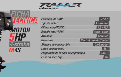 Imagen 3 de 20 de Motor Fuera De Borda Mercury 5 Hp 4 Tiempos M 4s Trakker