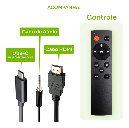 Caixa De Som Sound Bar Home Theater Bluetooth Para Tv Cinema 80w Cor Preto Boyu Cell