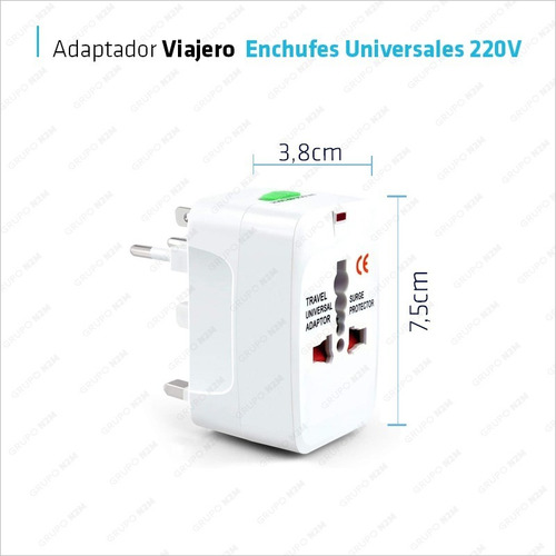 Imagen 5 de 10 de Adaptador Enchufe Universal Con Led Indicador Viajero 220v