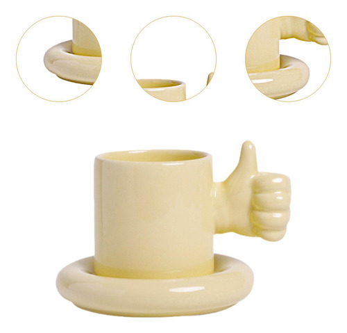 New,. Taza De Café, Taza De Postre, Mango Con Pulgares Hacia