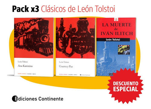 Pack 3 Libros Clásicos De León Tolstoi Oferta 20% Descue 
