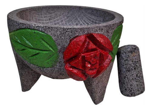 Molcajete Piedra Volcánica Mediano Artesanal 30 Diámetro