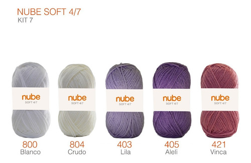 Kit Hilado Nube Soft 4/7 X 5 Ovillos - 1 Ovillo Por Color