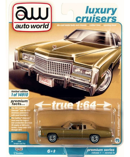 Famoso Cadillac Eldorado 1975 1:64 Autoworld Premium Series Color Dorado