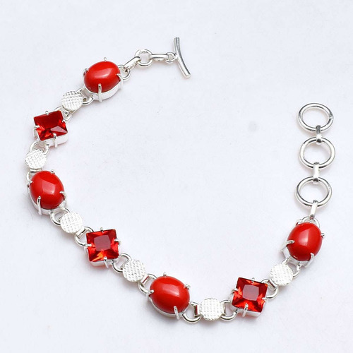 Pulsera En Plata 925 Con Corales Italianos