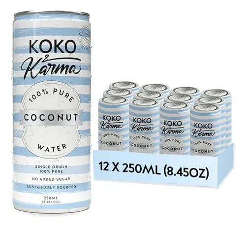 Agua De Coco Koko & Karma - Sin Azúcar Añadido, Pack 12 Lata
