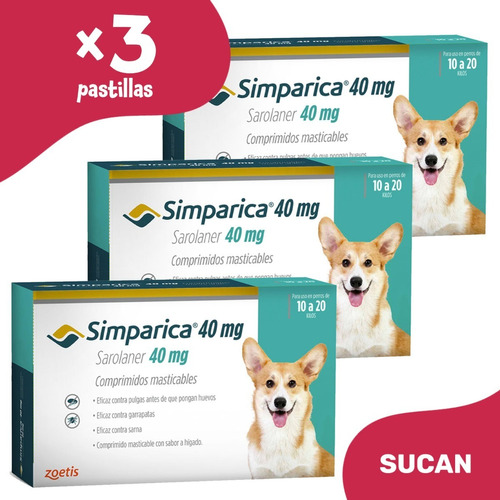 Pastilla Simparica X 3un. - Perros 10 A 20kg