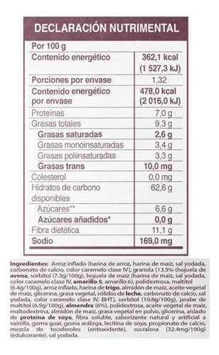 Barras De Cereal Granvita Sabor Vainilla Con Almendras