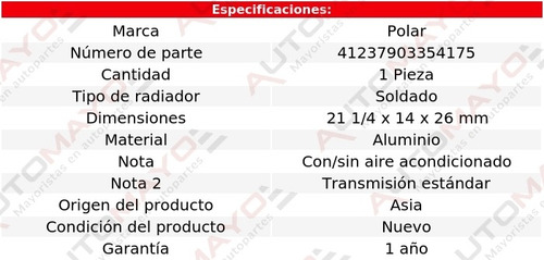 Un Radiador Motor Polar Corsa Std L4 1.8l 2002 - 2008