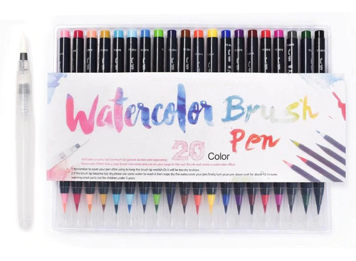 Watercolor Brush Pen Marcador X 20 Punta Pincel Nuwa +regalo