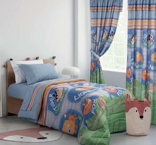 Imagen 6 de 6 de Acolchados Infantiles Con Sabanas 1 1/2 Plaza Y Cortinas