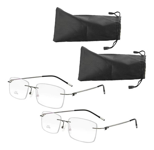 Anteojos Elegantes Para Hombre, Mxtlr-004, 2 Pzas, Marco Gri Color Gris