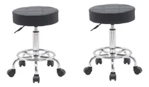Comprar 2 Bancos Sillas Taburetes Giratorios Consultorio Salon Spa Asiento Negro