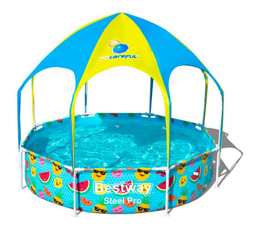 Piscina Redonda Bestway Con Sombra 2.44 X 51 Cm