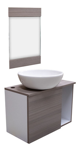 Mueble Para Baño Canela Gabinete Organizador Lavabo + Espejo