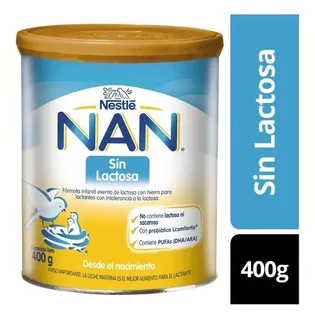 Leche de fórmula en polvo sin TACC Nestlé Nan Sin Lactosa en lata de 1 de 400g - 0 meses a 1 años