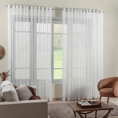 Cortina De Voil Voal 5.00x2.80 Para Varão Sala E Quarto