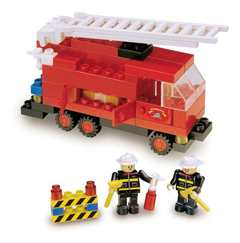 Imagen 3 de 4 de Bloques encastre Blocky Camion de Bomberos 70 Piezas 1 muñeco