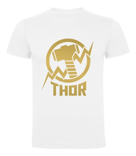 Polera Marvel Thor Blanca Unisex Diseño Colores