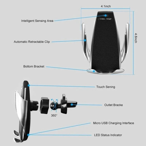 Imagem 2 de 4 de Suporte Com Carregador Veicular (wireless) 10w - Automático