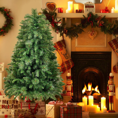Árbol De Navidad Artificial 120 Cm Con Piñas Fácil Montaje