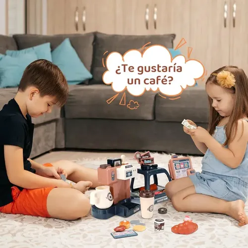 Cafetera De Juguete Con Sonido Y Luz Para Niños - Set De 12 Accesorios, Juego De Rol De Barista, Regalo Para Niños Y Niñas De 3 A 6 Años