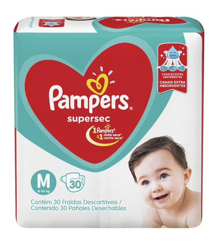 Kit 5 Pacote Fralda Pampers Supersec M + 5 Pacotes Tamanho G