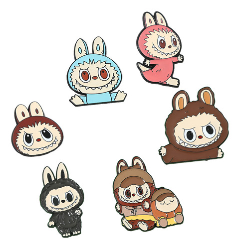 Pin Prendedor Labub 3.5 Cm - Diseño Genérico 6 Pcs Labubu