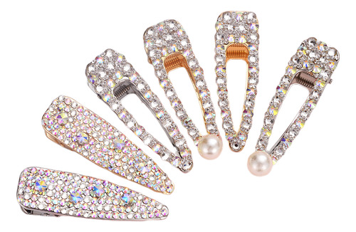 6 Pinzas Para El Cabello Pearl Diamond Hair Clips Para Mujer