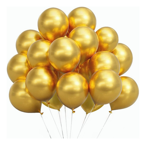 50 Globos De Látex De Metal Para Fiesta De Bodas Doradas. Color Dorado