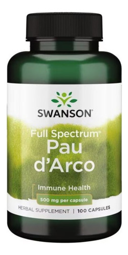 Pau D'arco 500mg X 100 Caps - Swanson Importado Usa