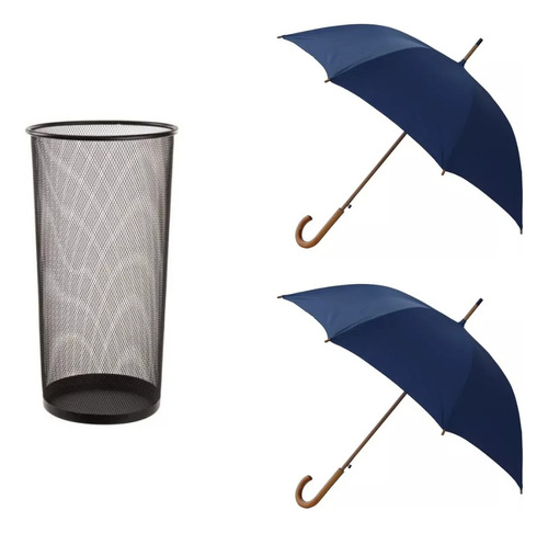 2 Paraguas De Adulto Resistentes Al Viento + Paragüero